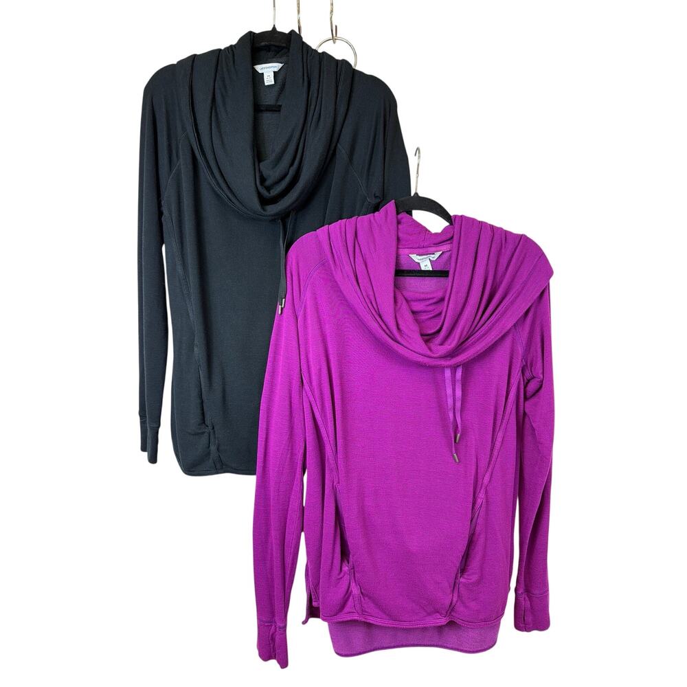 LOT OF 2 Lands End Sport Black Magenta Athletic Jackets Size M